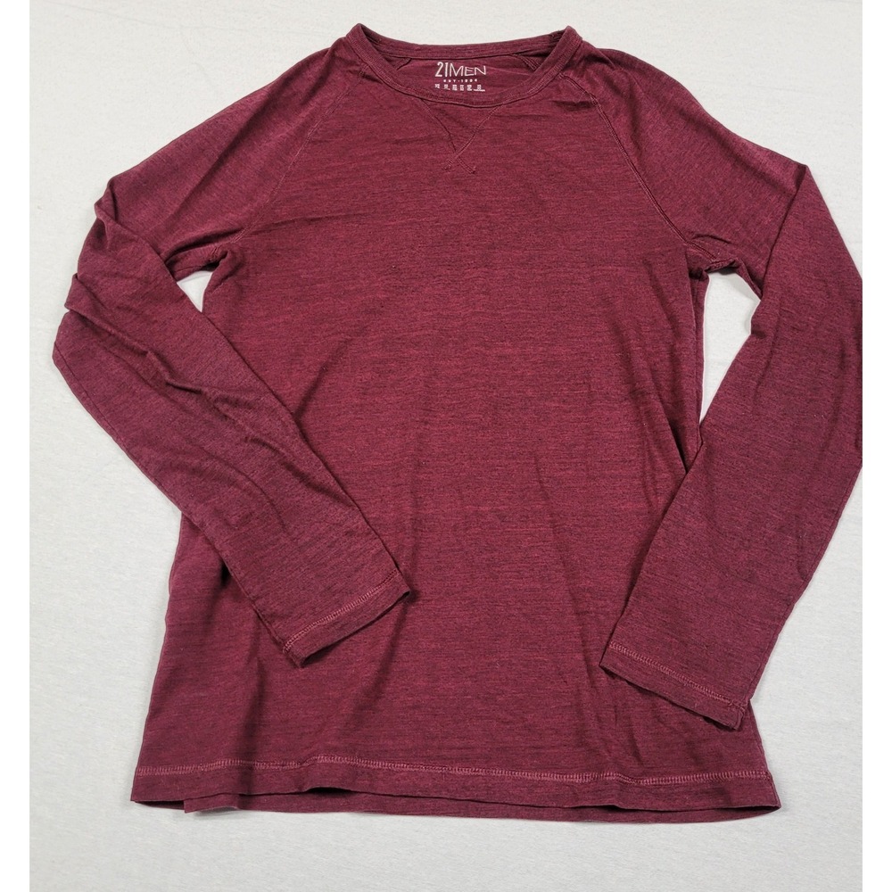 21MEN Long-Sleeve T-shirt Burgundy Heather Men's Size XS